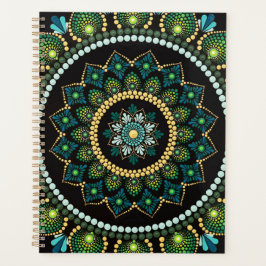 Green Mandala | met de hand beschilderd | Heilige  Planner