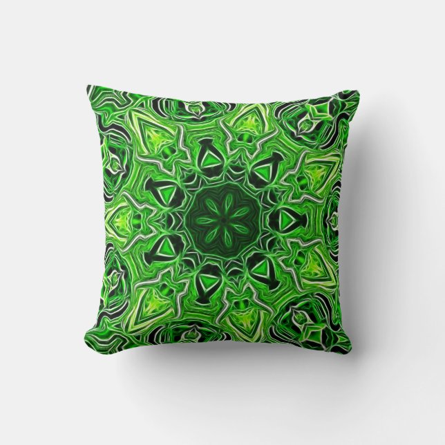 Green Mandala Pattern Pillow Kussen (Voorkant)
