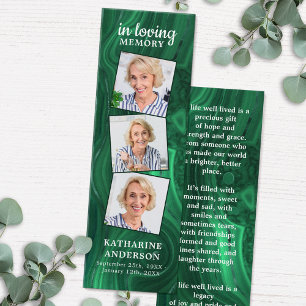 Green Marble 3 Photo Poem Funeral Prayer Bladwijze Mini Visitekaartjes