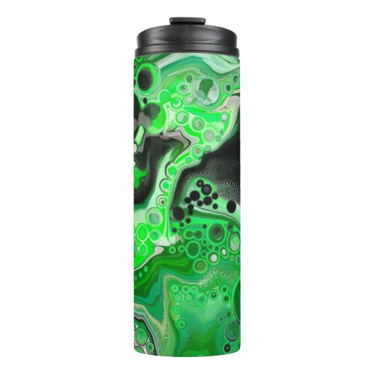 Green Marble Art Digital Fluid Art Fancy Thermosbeker (Voorkant)