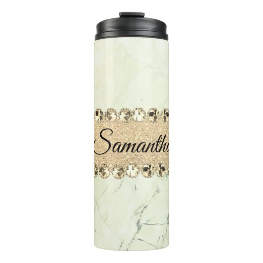 Green Marble Diamond Bling Thermosbeker (Voorkant)