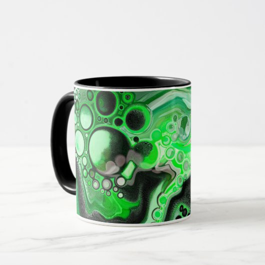 Green Marble Digital Fluid Art Fancy Mok (Voorkant links)