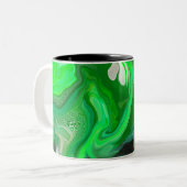 Green Marble Digital Fluid Art Fancy Tweekleurige Koffiemok (Voorkant links)