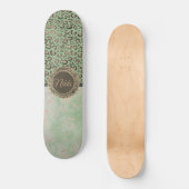 Green Marble Glittery Gold Leopard Custom Skateboard (Voorkant)
