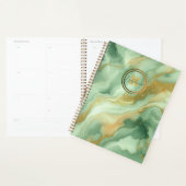 Green Marble Gold Glitter Aderen Naam Initiaal Planner (Display)