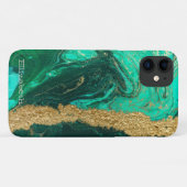 Green Marble Stone Texture Gold Glitter Case-Mate iPhone Case (Achterkant (horizontaal))