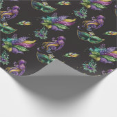 Green Mardi Gras Mask Cadeaupapier (Hoek)