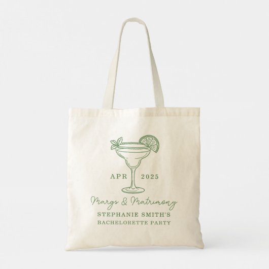 Green Margs and Matrimony Bachelorette Party Tote Bag (Achterkant)