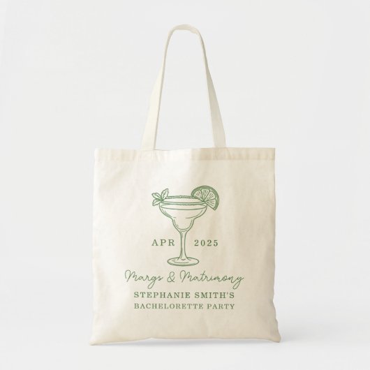 Green Margs and Matrimony Bachelorette Party Tote Bag (Voorkant)