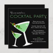 Green Martini Cocktail Party Invitation (Devant / Derrière)