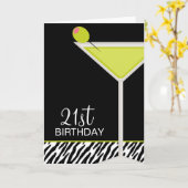 Green Martini en Zebra Pattern Kaart (Gele Bloem)