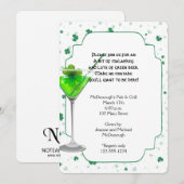 Green Martini St. Patricks Day Party Invitation Kaart (Voorkant / Achterkant)