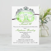 Green Masquerade Sweet 16 Anniversaire Invitation (Debout devant)