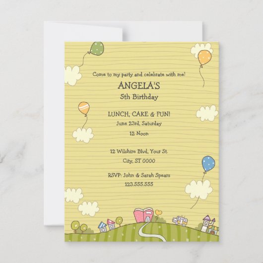 Green Meadows Invitation de fête d'anniversaire po (Devant)