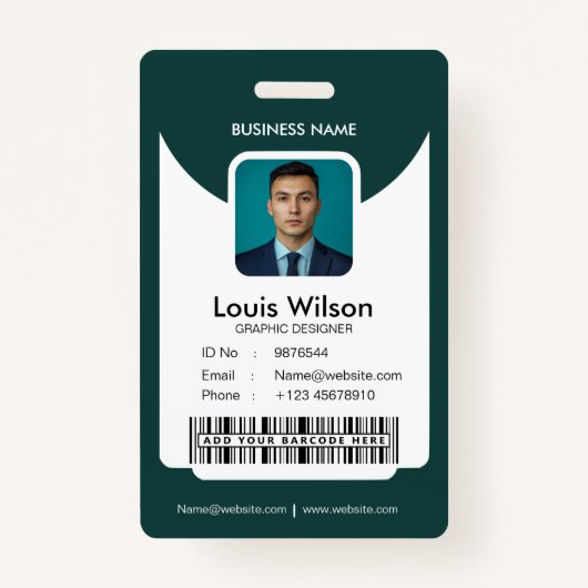 Green | medewerker ID Bedrijfsbeveiliging Badge (Voorkant)