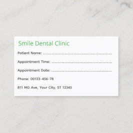Green Medical Dental Appointment Card Afsprakenkaartje