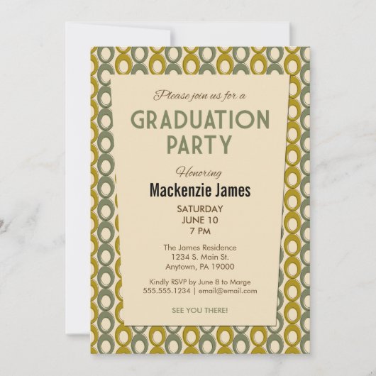 Green Mens Graduation Invitation Retro Vintage (Devant)