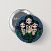 "Green Mermaid Triplets"-Button Ronde Button 5,7 Cm (Voorkant /achterkant)