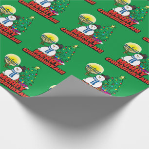 Green "Merry Chrismukkah" met Snowman en Menorah Cadeaupapier
