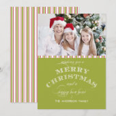 GREEN MERRY CHRISTMAS FOTO-KAART FEESTDAGENKAART (Voorkant / Achterkant)