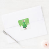 Green Merry Christmas Tree Vierkante Sticker (Envelop)
