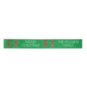 Green Merry kerst Gingerbrood Man Aangepast Lint (Voorkant)