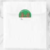 Green Merry kerst Gingerbrood Man Aangepast Ronde Sticker (Tas)