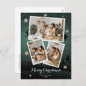 Green Merry kerstfeestay Foto Briefkaarten (Voorkant / Achterkant)