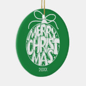 Green Merry Kerstfeestay Keramisch Ornament (Rechts)