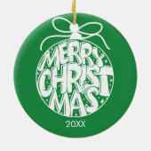 Green Merry Kerstfeestay Keramisch Ornament (Achterkant)