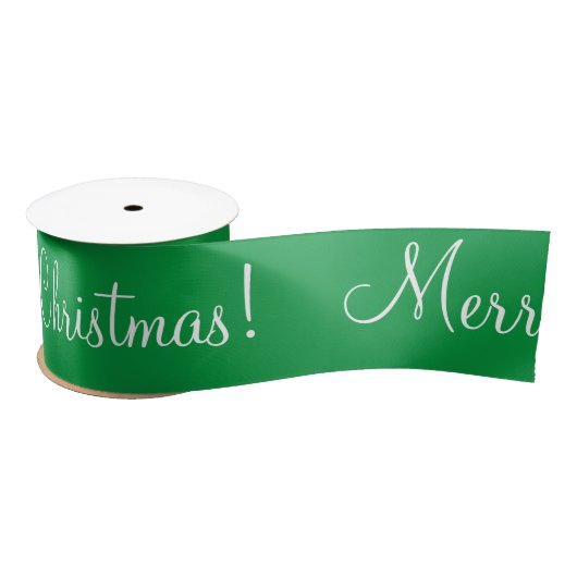 Green Merry Kerstfeestay Script Modern Satin Lint (Spoel)