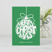 Green Merry kerstOrnament Kaart (Staand voorkant)