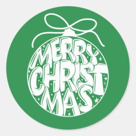 Green Merry Ornament Holiday Ronde Sticker