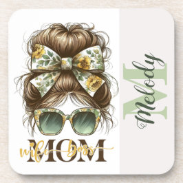 Green Messy Bun Mama Vrouw Baas Bier Onderzetter