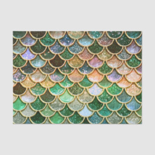 Green Metal Foil Glitter Gold Mermaid Scales Tissuepapier