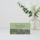Green Metallic Damask Visitekaartje (Staand voorkant)