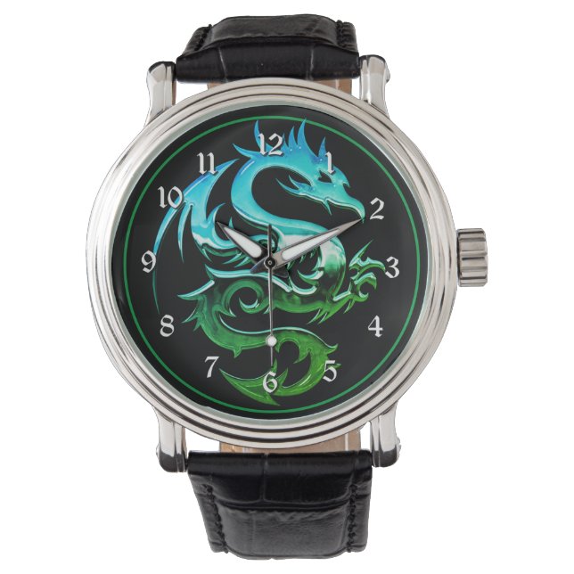 Green Metallic Dragon Horloge (Voorkant)