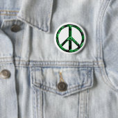 Green Metallic Peace Button (In situ)