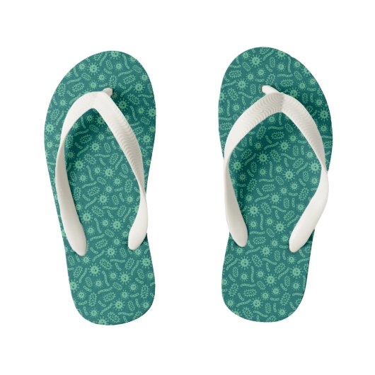 Green Microbes Patroon Kinder Teenslippers (Voetbed)