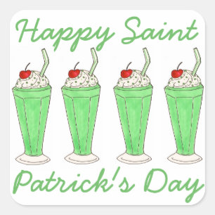 Green Milkshake Happy St. Patrick's Day Stickers