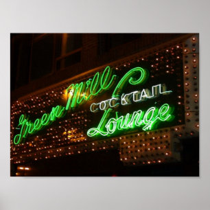 Green Mill, Chicago, affiche Vintage des signes né