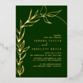 Green Minimal Arch Mariage Real Foil Invitation (Recto)