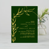 Green Minimal Arch Mariage Real Foil Invitation (Debout devant)