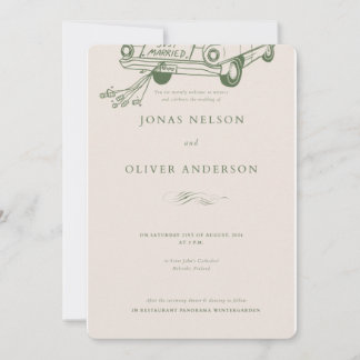 Green Minimal Wedding Invitation 2025 Kaart
