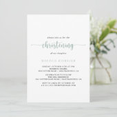 Green Minimalist Calligraphy Christening Kaart (Staand voorkant)
