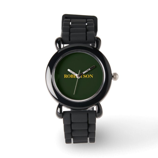 Green minimalist custom name  horloge (Voorkant)