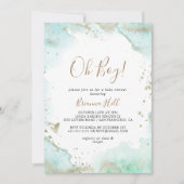 Green Minimalist Oh Boy Baby shower Invitation (Devant)