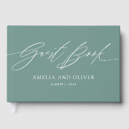 Green Minimalist Wedding Guest Book Gastenboek