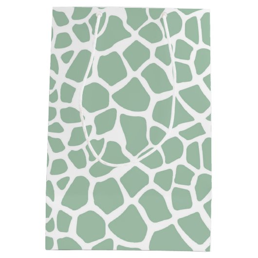 Green Mint Giraffe Print Medium Cadeauzakje (Achterkant)