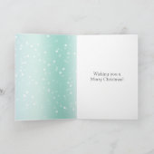 Green Mint Ombre Confetti Deer Christmas Kaart (Binnen)